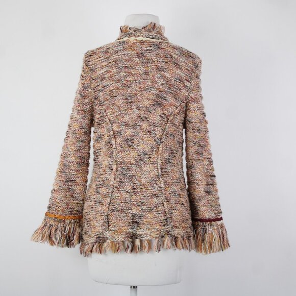 Angel Of The North Sz L Red Yellow Multicolor Poly Acrylic Cardigan Sweater - Picture 12 of 16